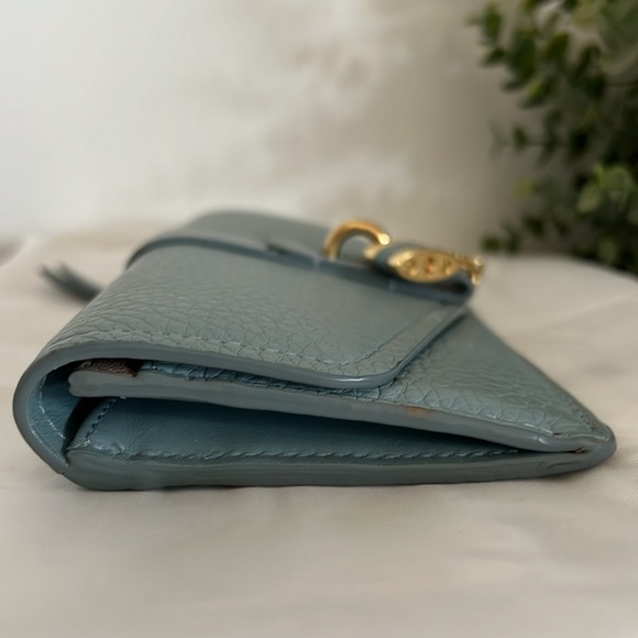 Authentic 💯 Chloe Light Bluish Green Aby Lock Long Wallet - Picture 3 of 12